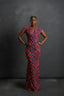 Paprika Draped Mesh Dress
