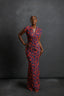 Paprika Draped Mesh Dress