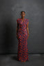 Paprika Draped Mesh Dress