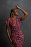 Paprika Draped Mesh Dress