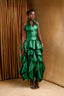 Green Seashell Ruffle Maxi Dress (Brocade)