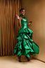 Green Seashell Ruffle Maxi Dress (Brocade)