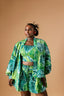 Seashell Print Kimono Top & Flared Shorts Set