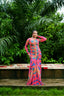 Flowers on a sunset Ruched Maxi Mesh Dress