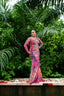 Flowers on a sunset Ruched Maxi Mesh Dress