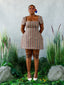 Tani woven raffia dress back detail. Tie back feature on structured raffia midi dress by For Style's Sake