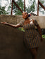 Tani Woven Raffia Dress side look full length. Artisan raffia dress by For Style's Sake Summer Reverie Resort Collection
