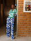 Blossom Mixed Print Linen Pant Set full look. For Style's Sake Summer Reverie Resort Collection