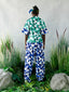 Blossom linen pant set back detail view. Mixed print poly linen co-ord by For Style's Sake