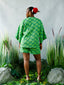 FSS Icon Print Linen Shorts Set back side look view. Green print linen kimono co-ord by For Style's Sake