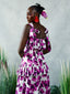 Blossom Print Linen Skirt Set full back  look. Floral poly linen co-ord by For Style's Sake
