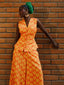 FSS Icon Print Linen Pants Set half length. Orange print co-ord by For Style's Sake