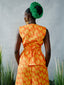 FSS icon linen pants set back detail. Detachable belt feature on orange print linen shirt by For Style's Sake