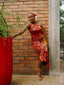Pemi Side Cut-Out Dress side full look. Batik print lycra dress by For Style's Sake Summer Reverie Resort Collection