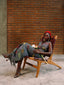 Yadi Handwoven Skirt Set sitting side view. Grey multicolour handwoven co-ord by For Style's Sake