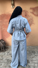 Pin Striped Linen Shirt/Pant Set